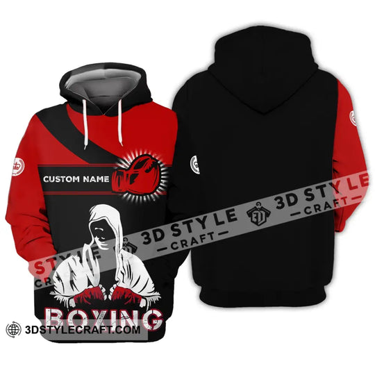 Unisex Shirt - Custom Name Boxing Shirt - Gift For Boxing Player, Black And Red Boxing Shirt style option 3