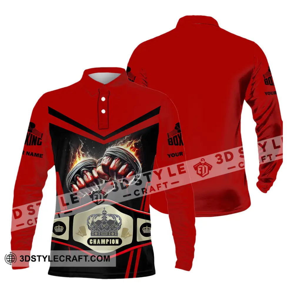 Unisex Shirt Custom Name Boxing Long Sleeve T-Shirt Polo / S T-Shirt