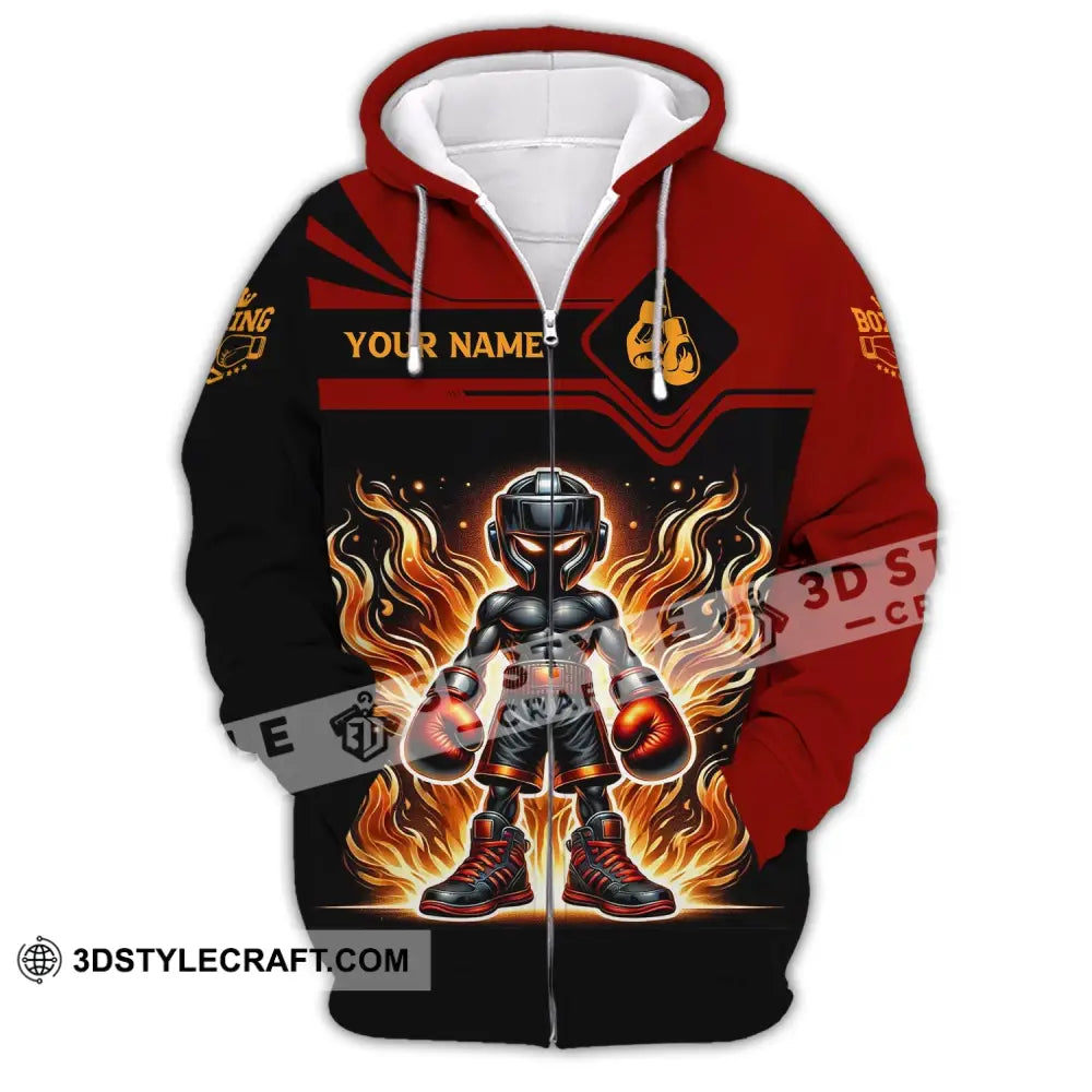 Unisex Shirt Custom Name Boxing Lover T-Shirt Gift Zipper Hoodie / S T-Shirt