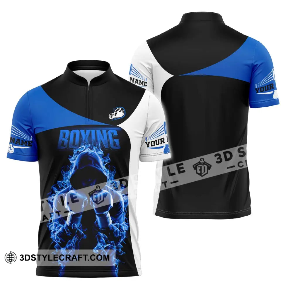 Unisex Shirt Custom Name Boxing Lover T-Shirt Gift Zipper Polo / S T-Shirt