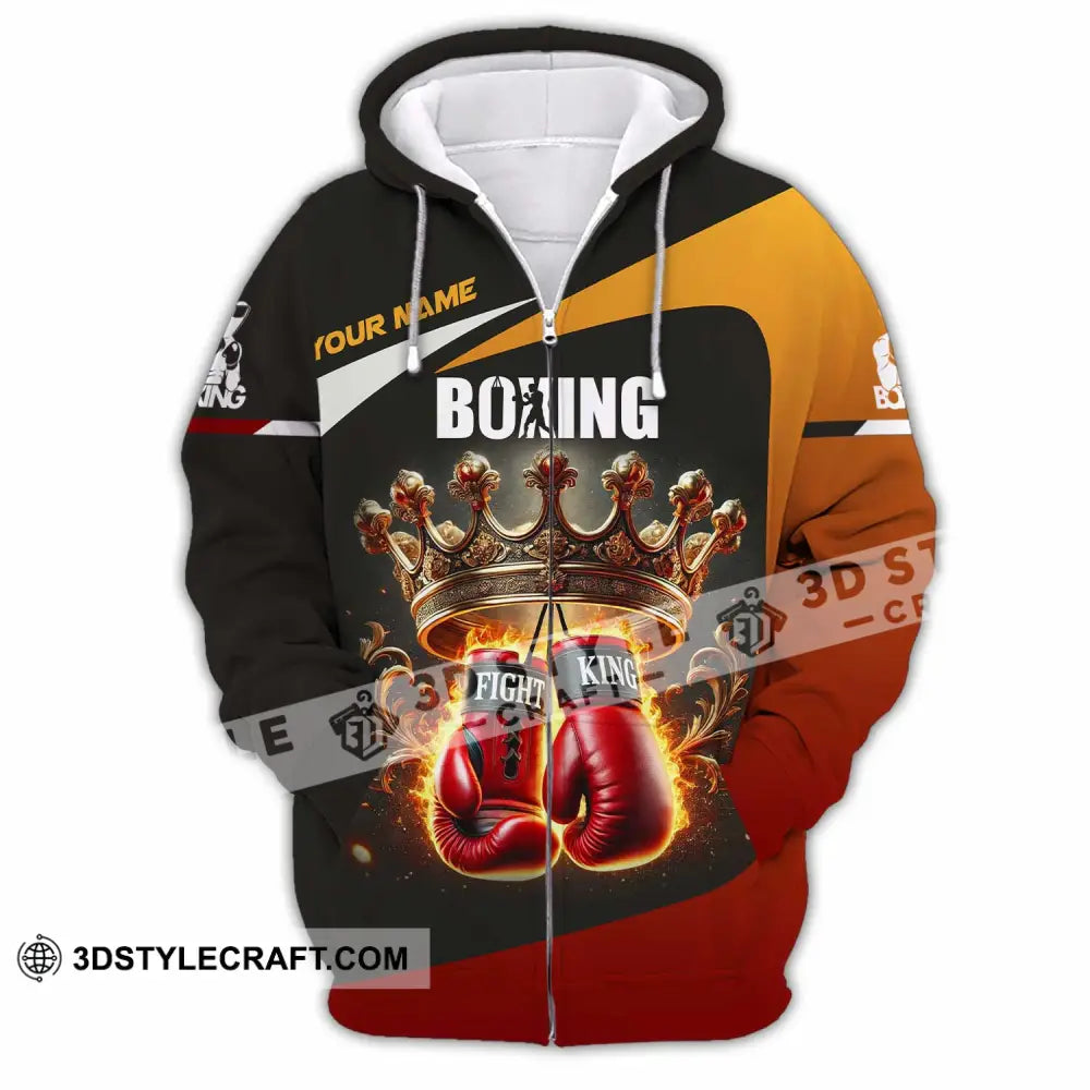 Unisex Shirt Custom Name Boxing Polo Long Sleeve Zipper Hoodie / S T-Shirt