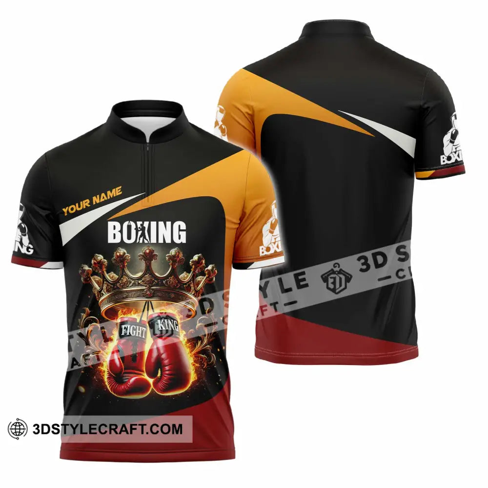 Unisex Shirt Custom Name Boxing Polo Long Sleeve Zipper / S T-Shirt