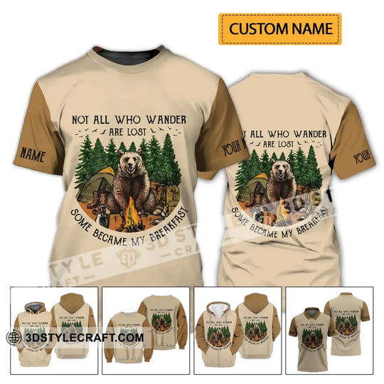 Unisex Shirt - Custom Name Shirt - Camping Bear Not All Who Wander Are Lost Some Became My Breakfast style option 2
