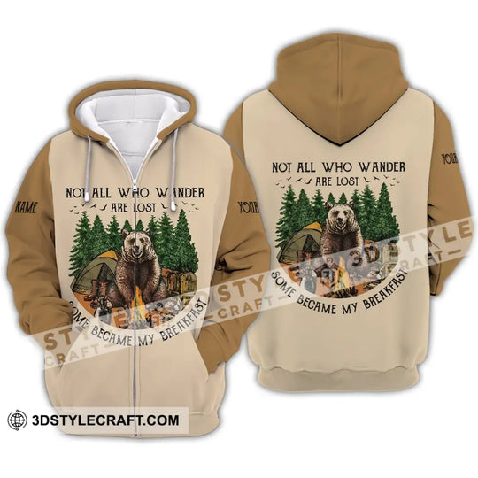 Unisex Shirt - Custom Name Shirt - Camping Bear Not All Who Wander Are Lost Some Became My Breakfast style option 4