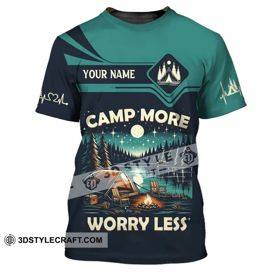 Unisex Shirt, Custom Name Camping Shirt, Camp More Worry Less, Camping Hoodie style option 3