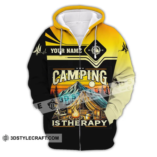 Unisex Shirt, Custom Name Camping Shirt, Camping Is Therapy, Camping Hoodie Polo Shirt style option 3
