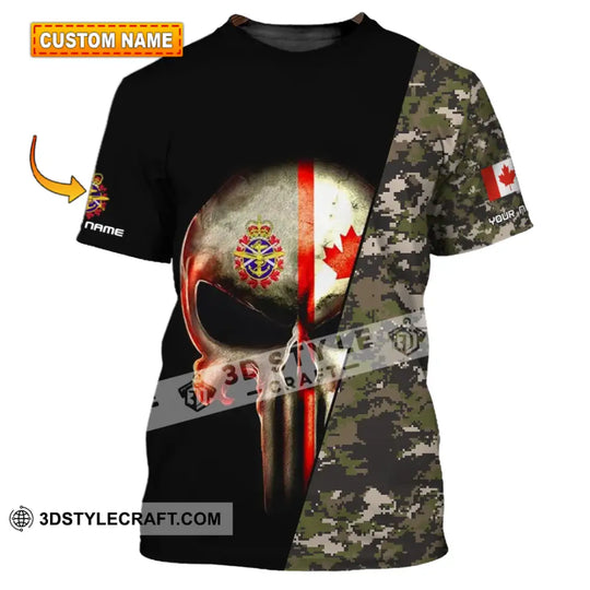 Unisex Shirt - Custom Name Shirt - Canadian Skull With Camouflage Pattern style option 1