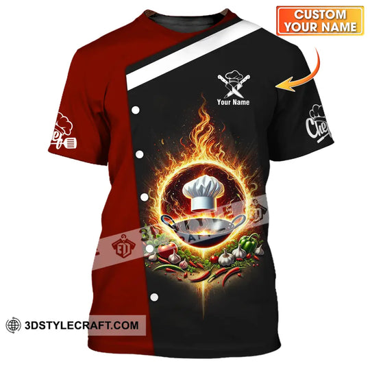 Unisex Shirt - Custom Name Chef Shirt, Fire Pan style option 1