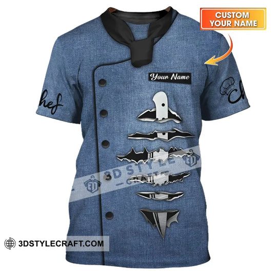 Unisex Shirt - Custom Name Shirt, Chef Jean Blue Color Shirt style option 1