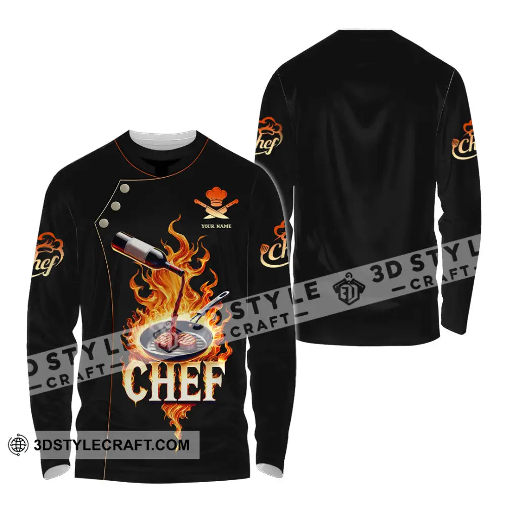 Unisex Shirt Custom Name Chef Polo Long Sleeve / S T-Shirt