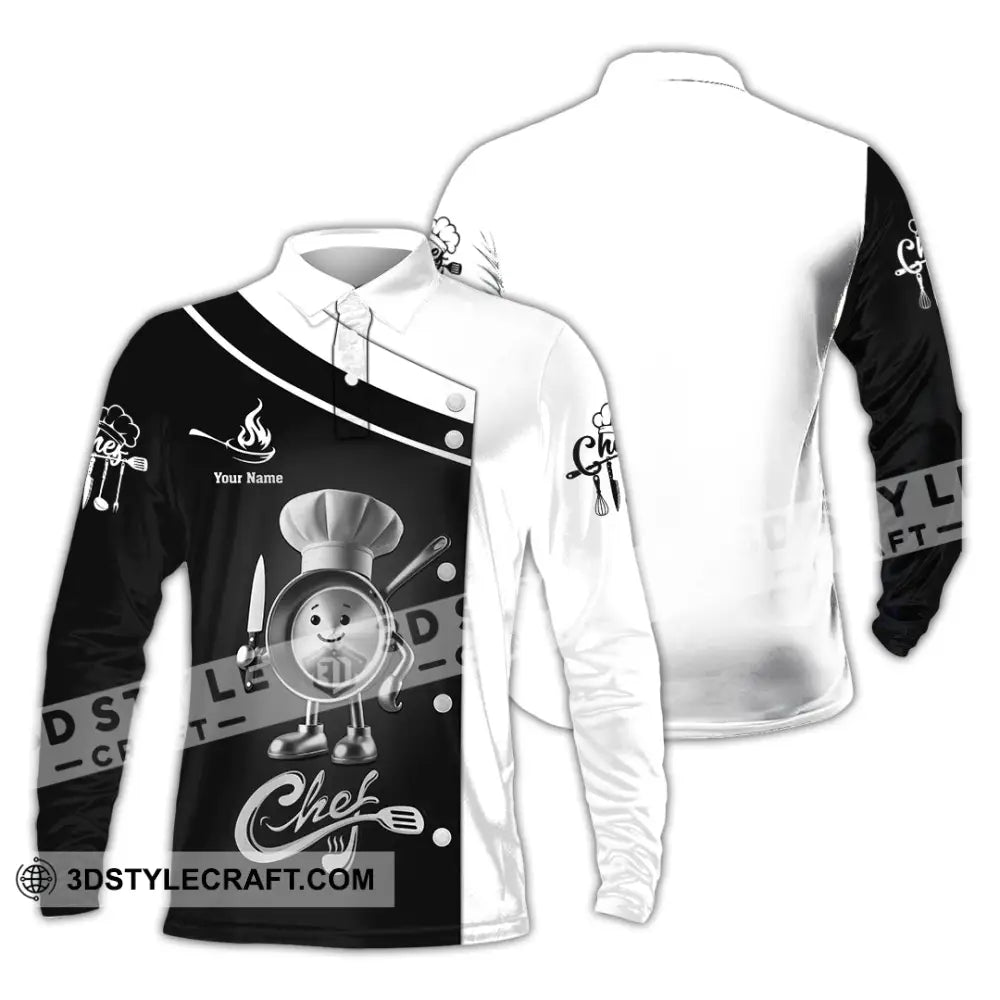 Unisex Shirt Custom Name Chef Polo Long Sleeve / S T-Shirt