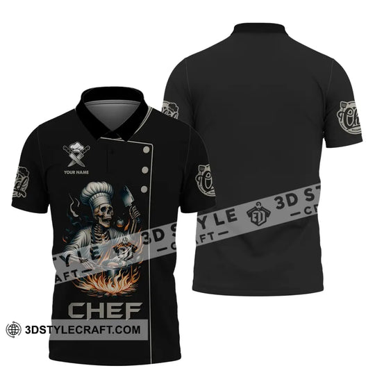 Unisex Shirt, Custom Name Chef Shirt, Skull Cooking Chef, Gift for Cooking Lovers style option 4