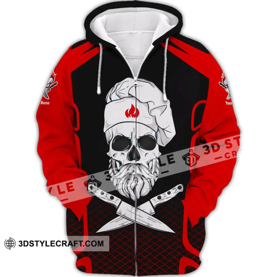 Unisex Shirt, Custom Name Chef Shirt, Skull Chef, Chef Polo, Gift for Cooking Lovers style option 2