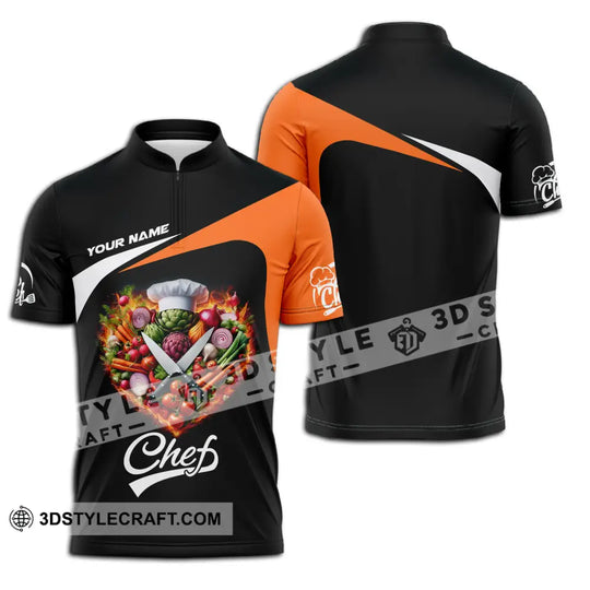 Unisex Shirt - Custom Name Chef Shirt, Vegetables Black And Orange Shirt style option 3