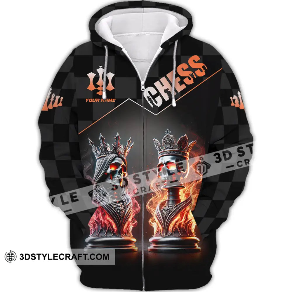 Unisex Shirt Custom Name Chess King And Queen Apparel Love T-Shirt Zipper Hoodie / S T-Shirt