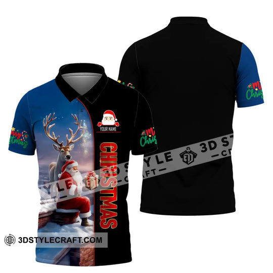 Unisex Shirt, Custom Name Christmas Santa Shirt, Christmas Polo Long Sleeve Shirt, Christmas Gift style option 4