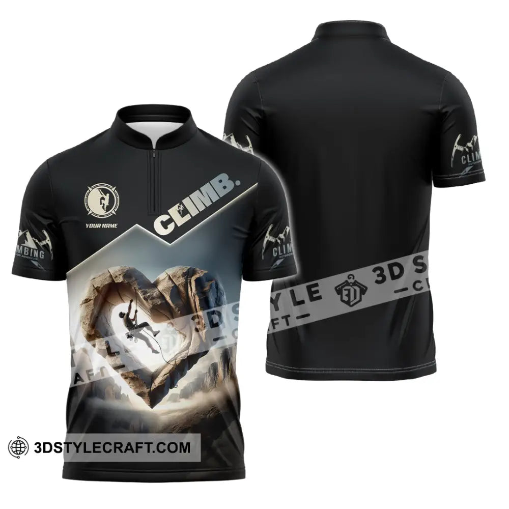 Unisex Shirt Custom Name Climb Long Sleeve T-Shirt Zipper Polo / S T-Shirt