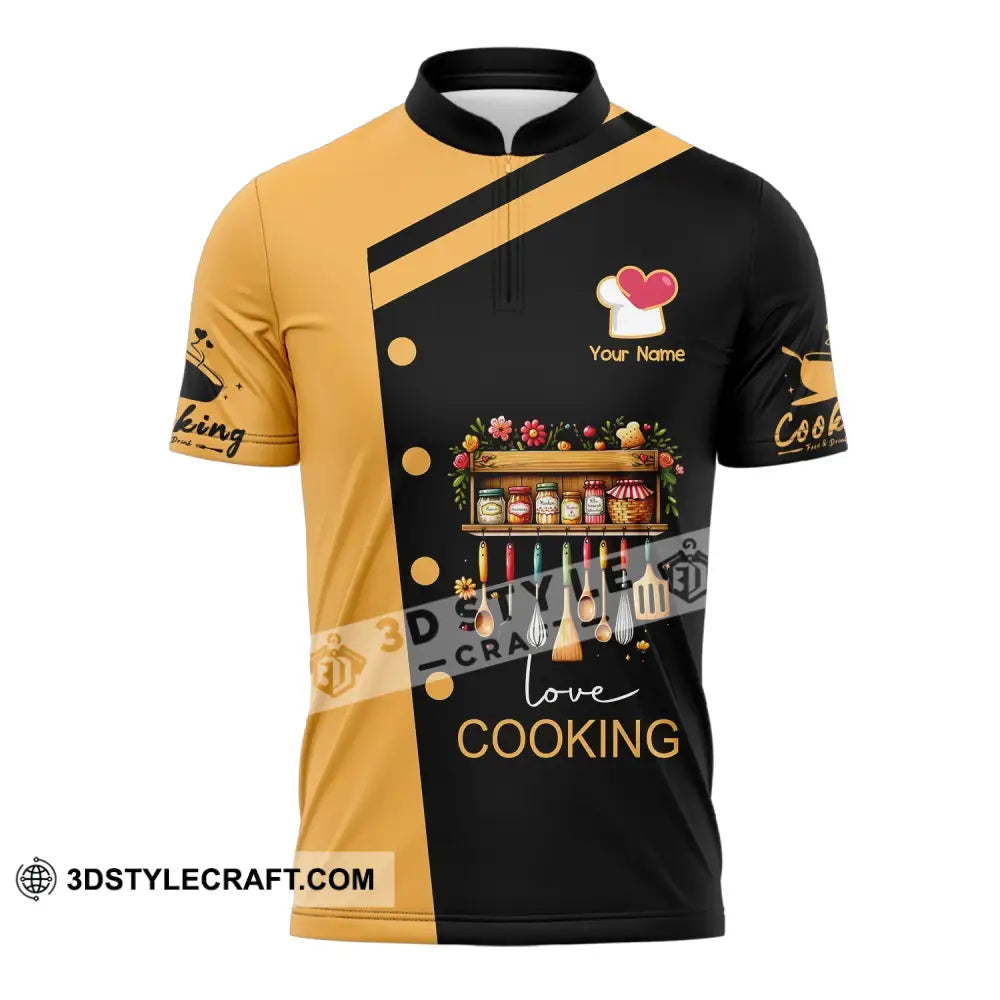 Unisex Shirt - Custom Name Cooking Zipper Polo / S T-Shirt