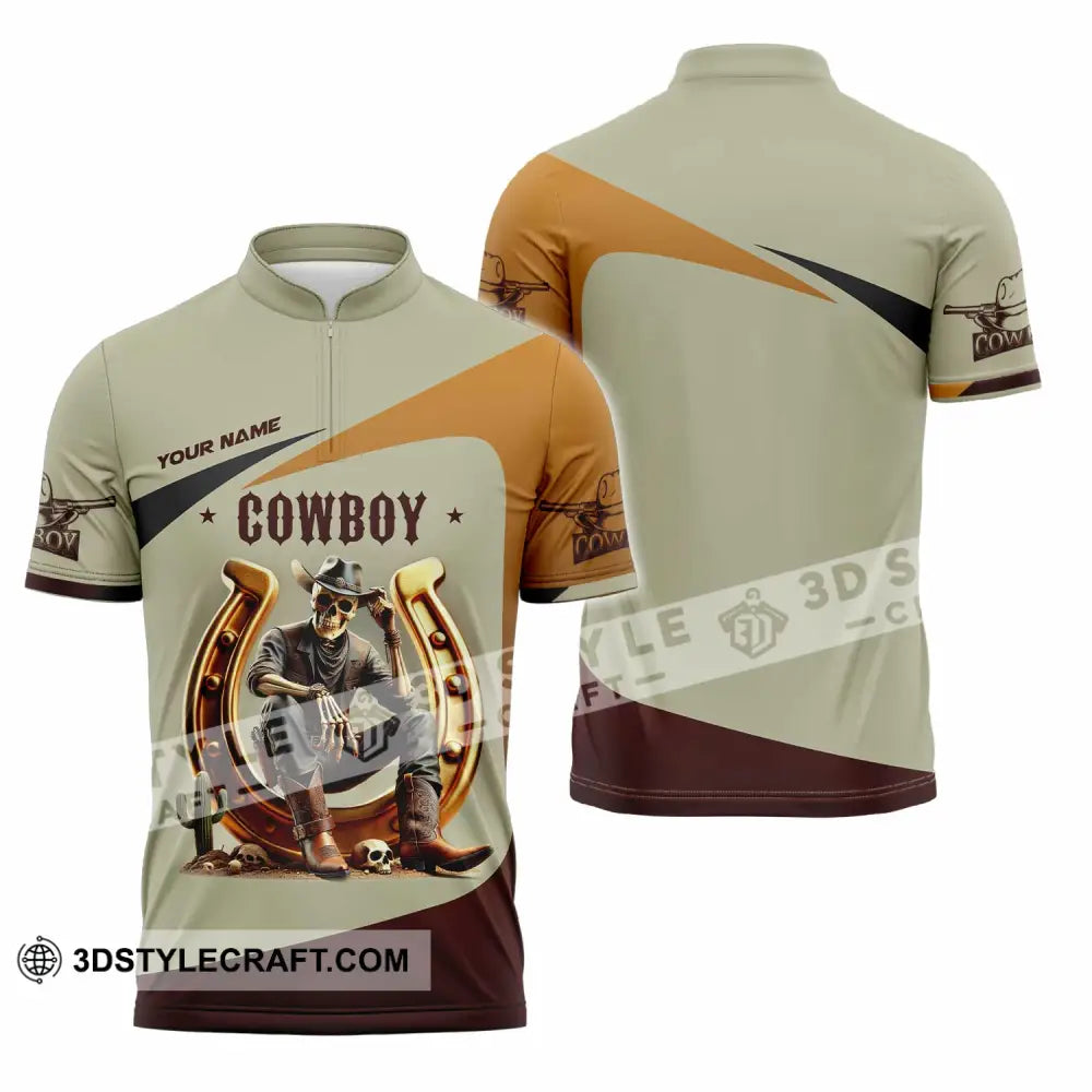 Unisex Shirt Custom Name Cowboy Lover T-Shirt Zipper Polo / S T-Shirt