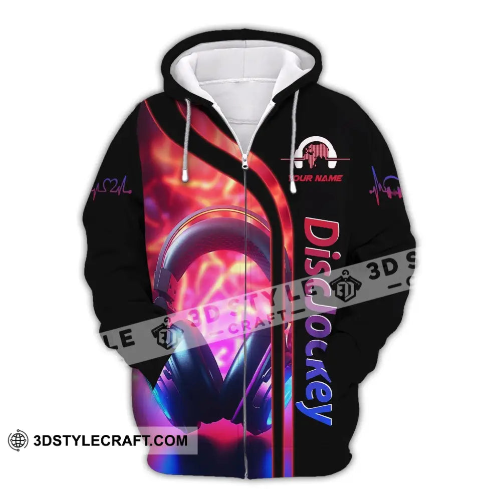 Unisex Shirt Custom Name Disc Jockey Dj Hoodie Polo Long Sleeve Gift For Zipper / S T-Shirt