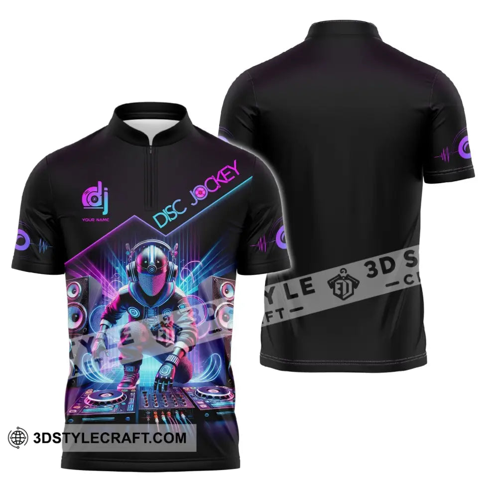 Unisex Shirt Custom Name Disc Jockey Dj Hoodie Polo Long Sleeve Music Lover T-Shirt Zipper / S