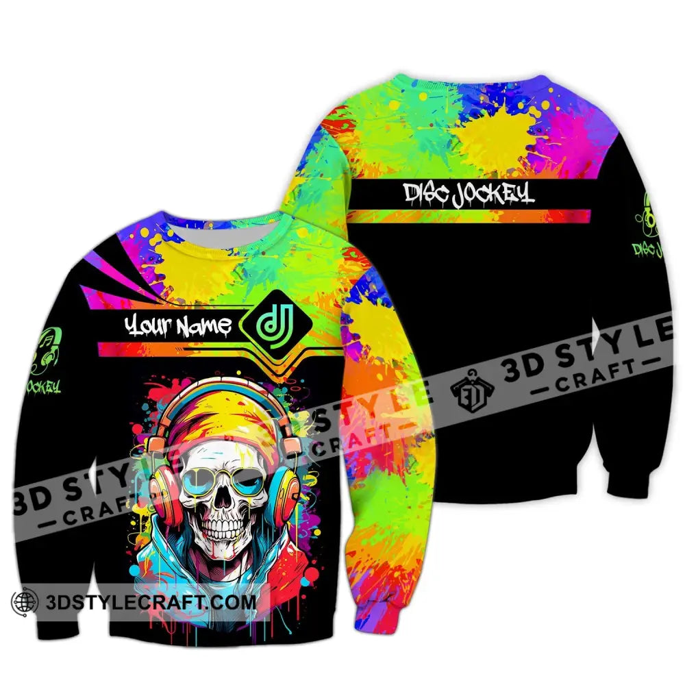Unisex Shirt Custom Name Disc Jockey Dj Skull Hoodie Polo Long Sleeve Gift For / S T-Shirt