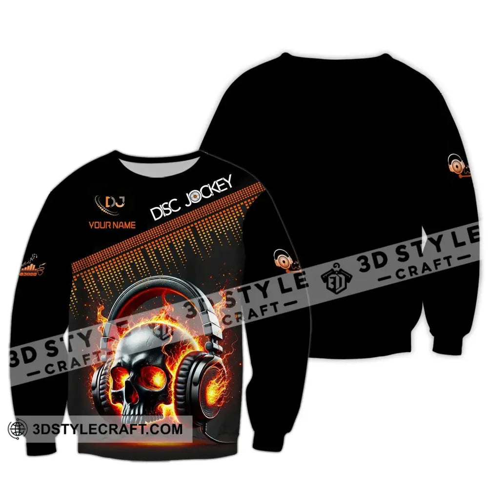 Unisex Shirt Custom Name Disc Jockey Dj Skull Hoodie Polo Long Sleeve Gift For / S T-Shirt