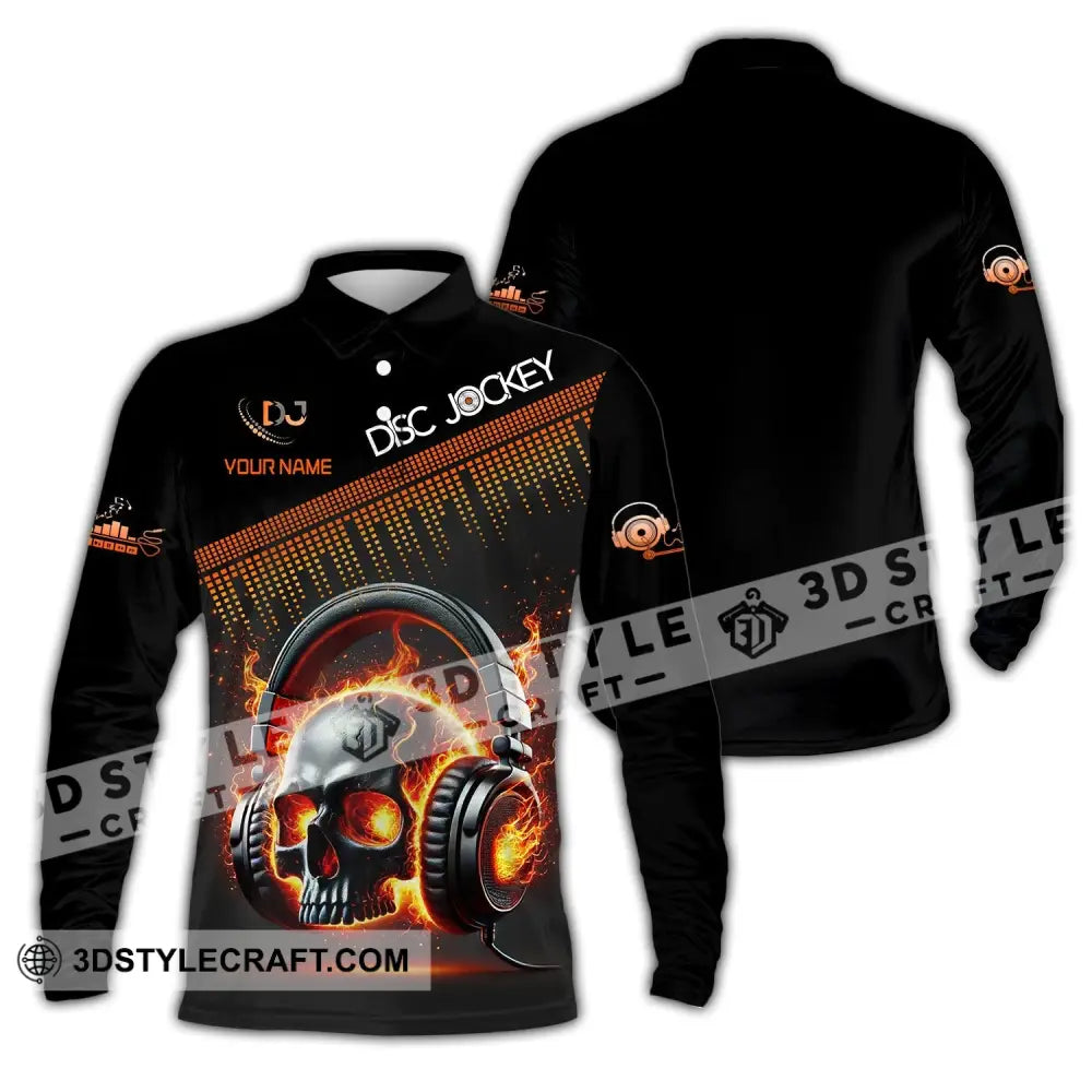 Unisex Shirt Custom Name Disc Jockey Dj Skull Hoodie Polo Long Sleeve Gift For / S T-Shirt