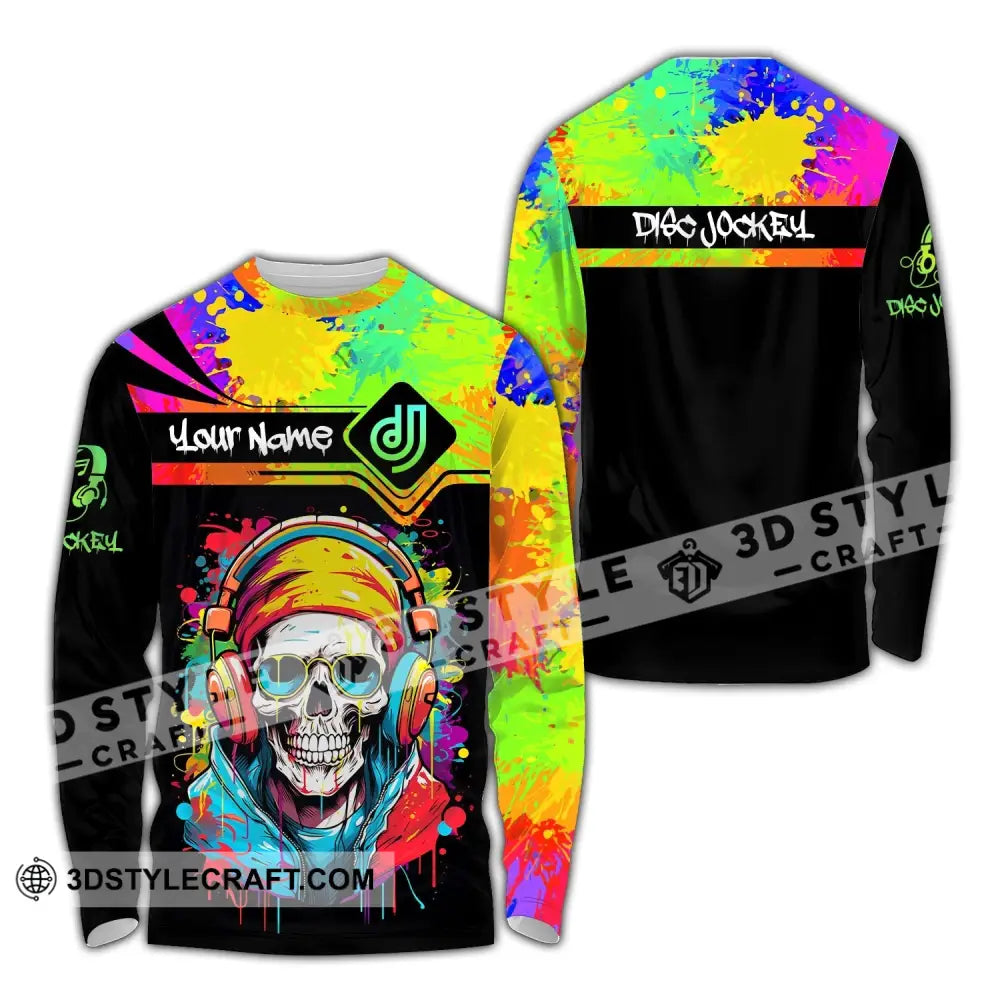 Unisex Shirt Custom Name Disc Jockey Dj Skull Hoodie Polo Long Sleeve Gift For / S T-Shirt