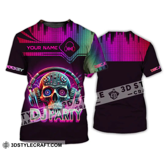 Unisex Shirt, Custom Name Disc Jockey Shirt, DJ Skull Hoodie Shirt Polo Long Sleeve, Gift for DJ style option 2