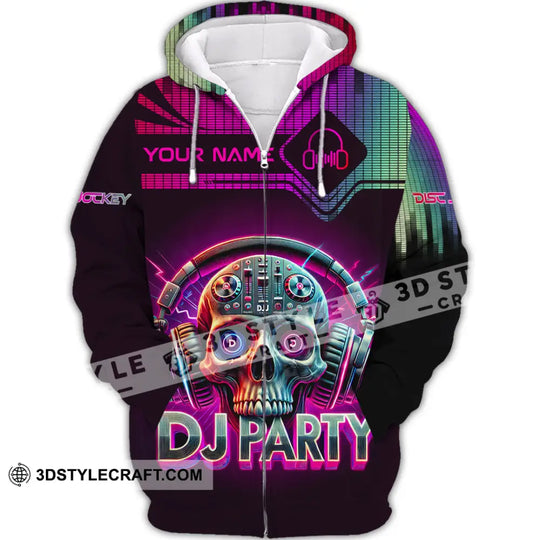 Unisex Shirt, Custom Name Disc Jockey Shirt, DJ Skull Hoodie Shirt Polo Long Sleeve, Gift for DJ style option 3