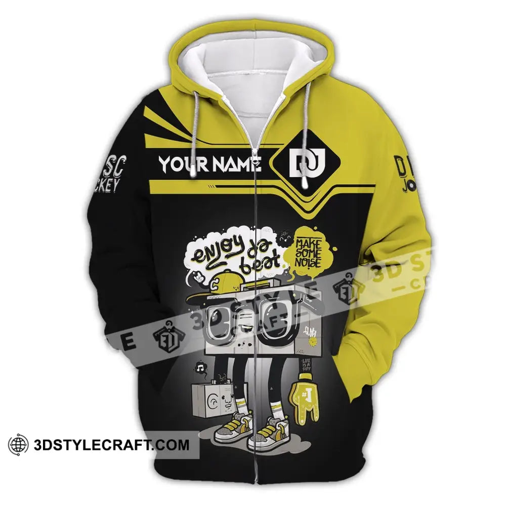 Unisex Shirt Custom Name Disc Jockey Enjoy The Beat Dj Hoodie Polo Long Sleeve Zipper / S T-Shirt