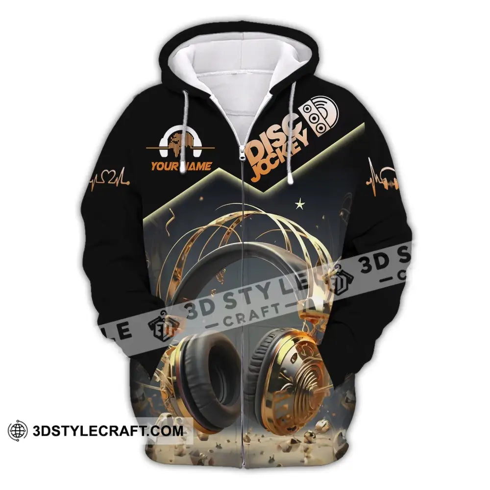 Unisex Shirt Custom Name Disc Jockey Gift For Dj Hoodie Polo Long Sleeve Zipper / S T-Shirt