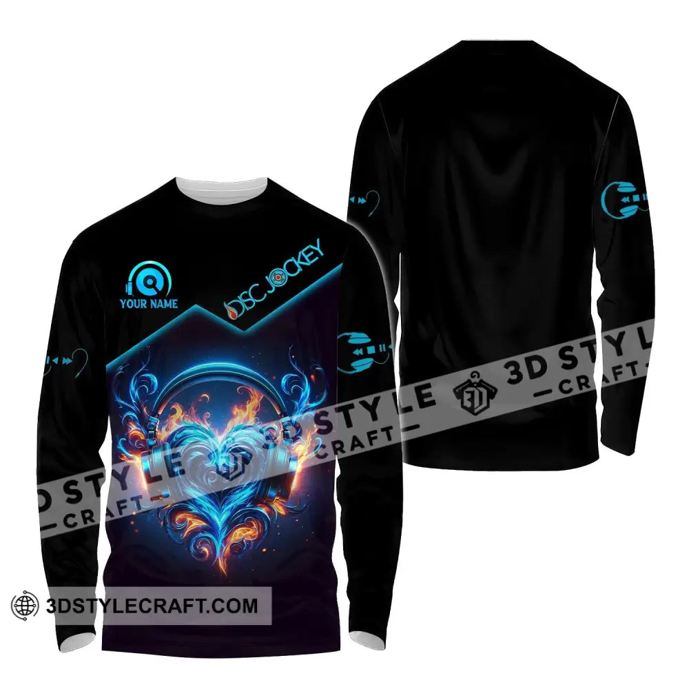 Unisex Shirt Custom Name Disc Jockey Music Heart Dj Hoodie Polo Long Sleeve / S T-Shirt