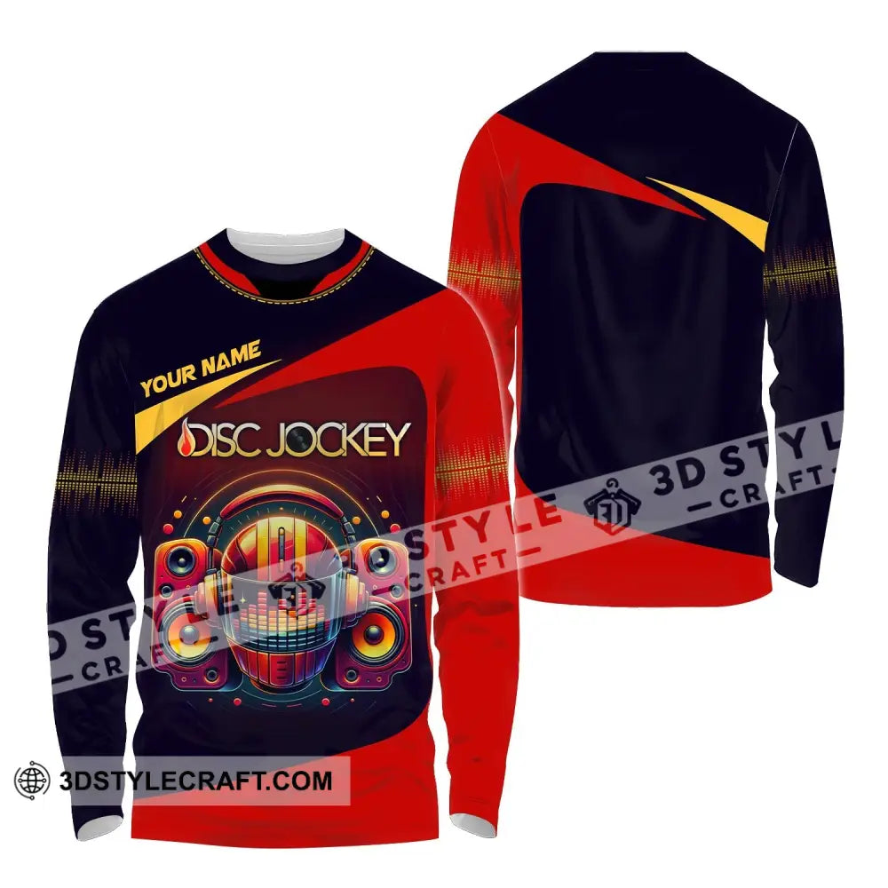 Unisex Shirt Custom Name Disc Jockey Music Heart Dj Hoodie Polo Long Sleeve / S T-Shirt
