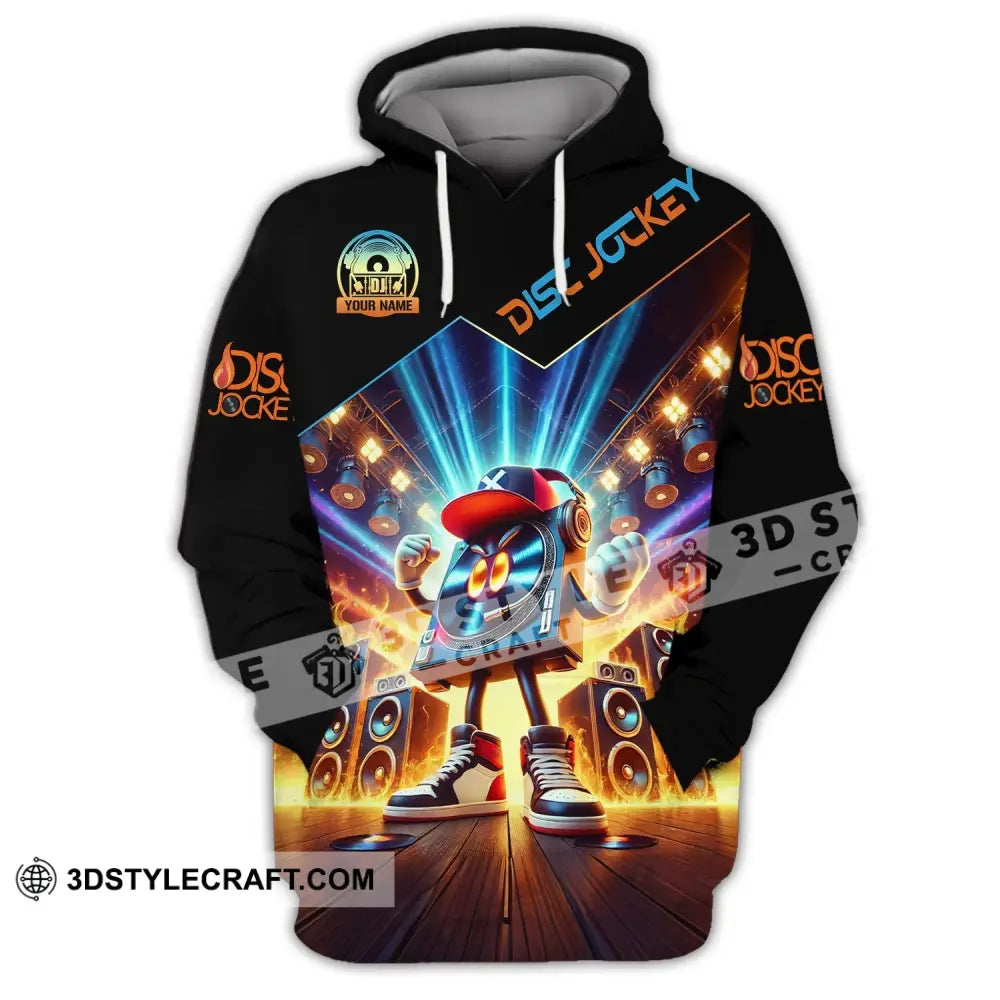 Unisex Shirt Custom Name Disc Jockey Music Heart Dj Hoodie Polo Long Sleeve / S T-Shirt