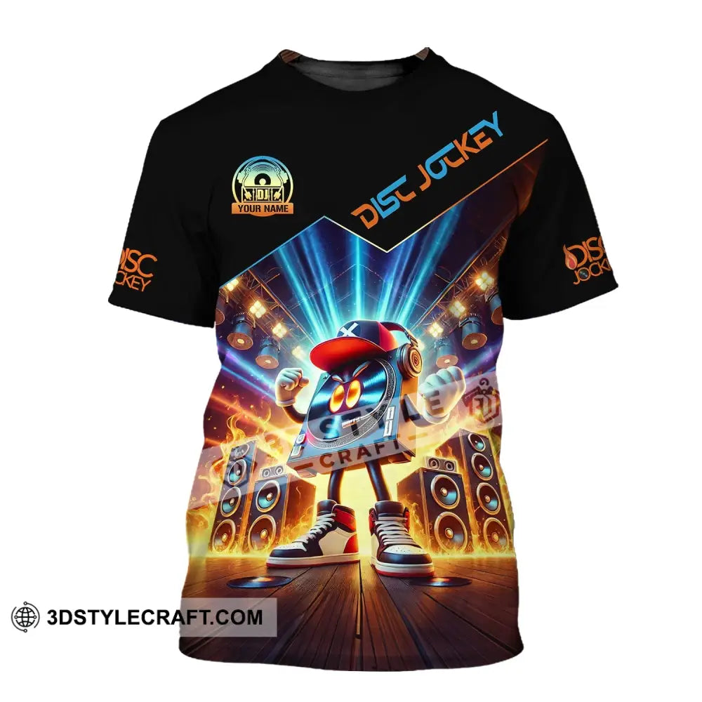 Unisex Shirt Custom Name Disc Jockey Music Heart Dj Hoodie Polo Long Sleeve T-Shirt / S