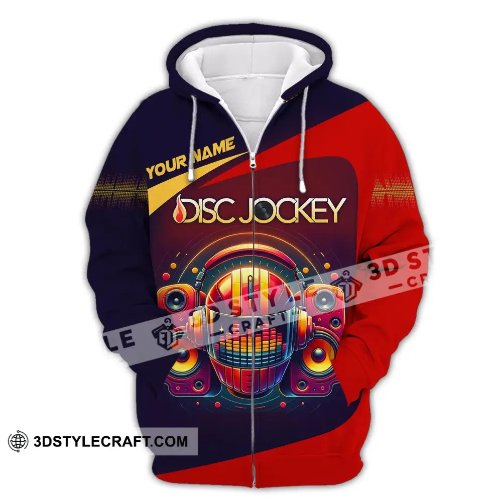 Unisex Shirt Custom Name Disc Jockey Music Heart Dj Hoodie Polo Long Sleeve Zipper / S T-Shirt