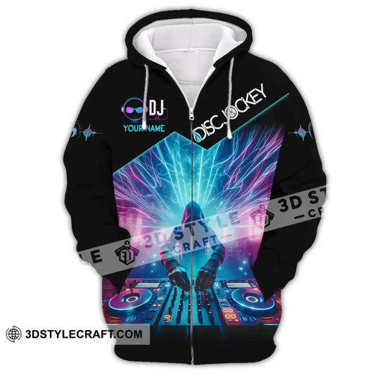 Unisex Shirt, Custom Name Disc Jockey Shirt, Music Heart Shirt, DJ Hoodie Shirt Polo Long Sleeve Shirt style option 3