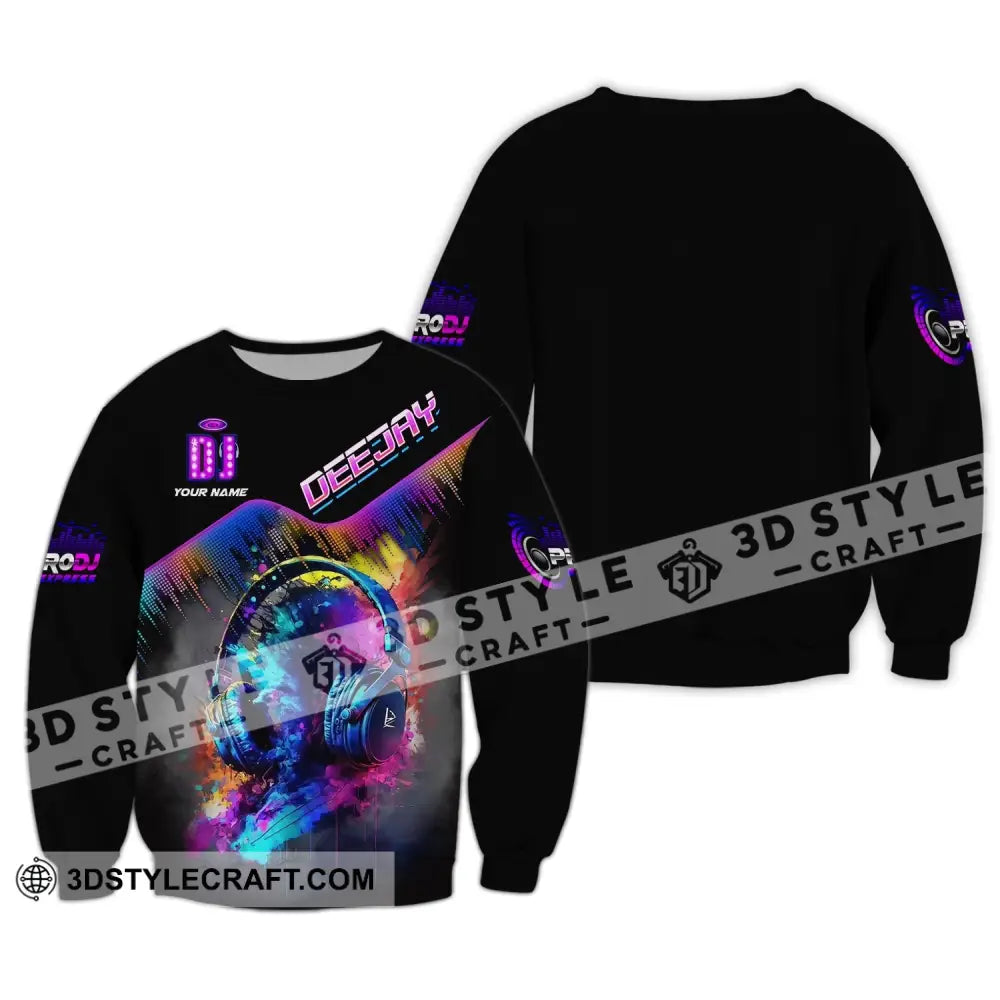 Unisex Shirt Custom Name Disc Jockey T-Shirt Deejay Gift For Dj Long Sleeve / S