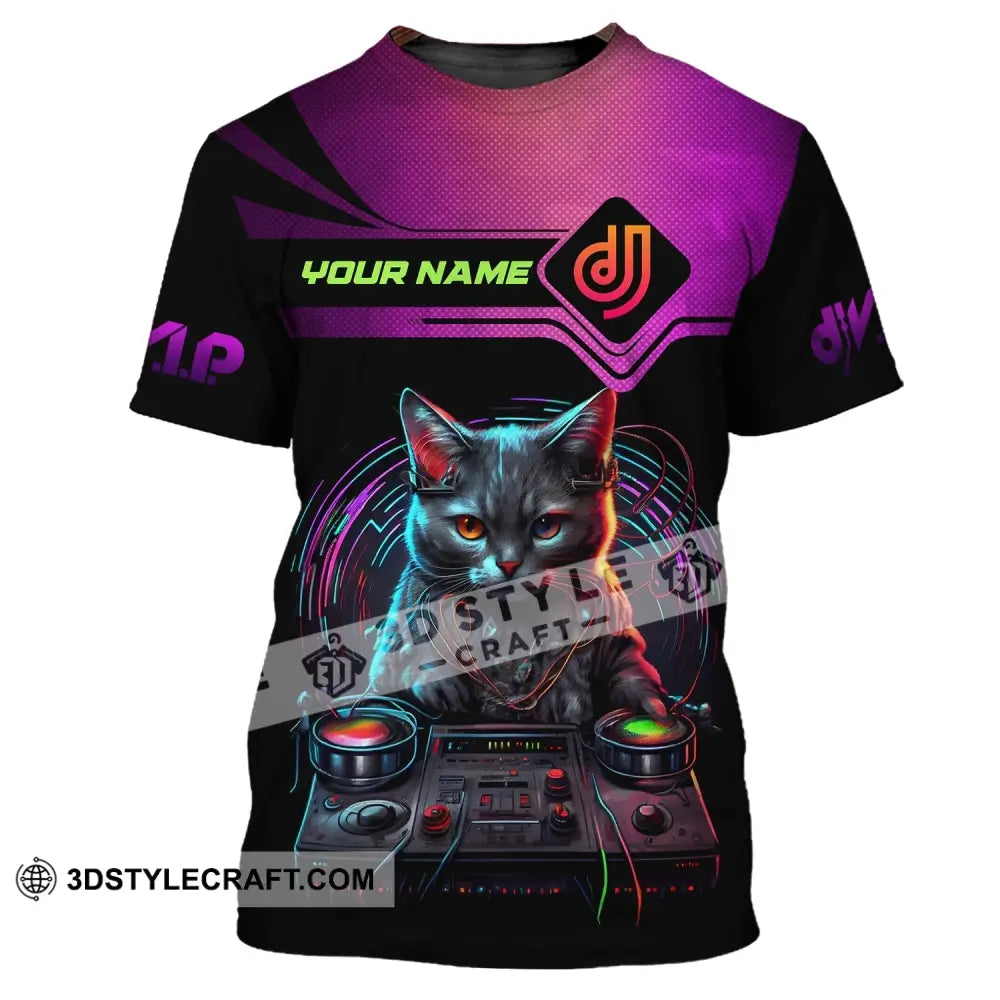 Unisex Shirt Custom Name Disc Jockey T-Shirt Dj Cat Gift For / S