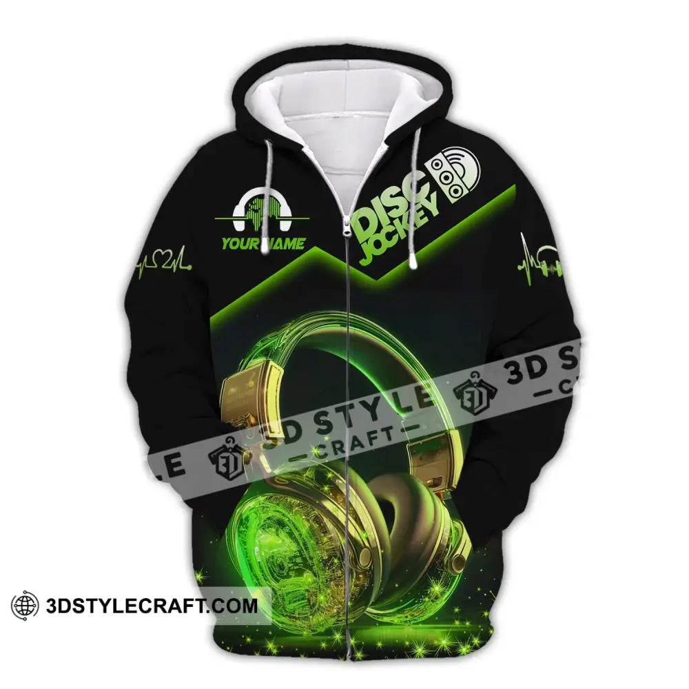Unisex Shirt Custom Name Disc Jockey T-Shirt Music Lover Gift Dj Hoodie Polo Zipper / S