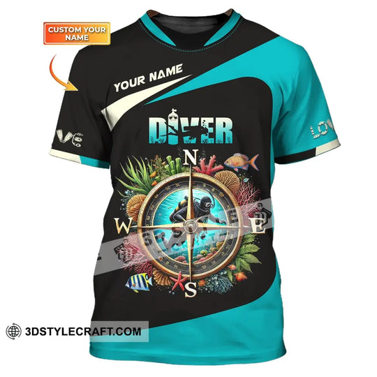 Unisex Shirt, Custom Name Diver Shirt, Diving Lover Apparel, Gift for Divers style option 1