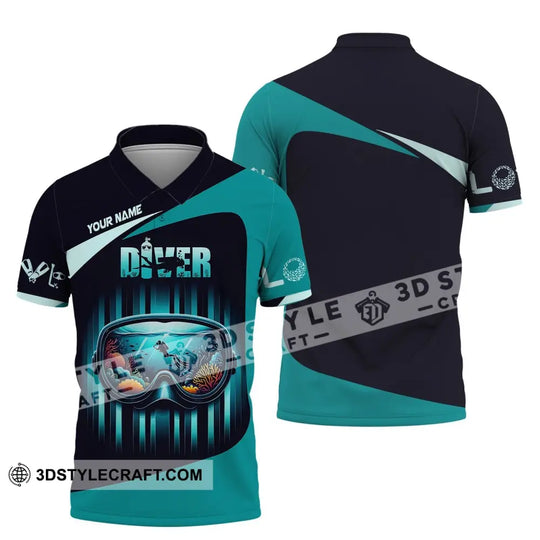 Unisex Shirt, Custom Name Diver Shirt, Diver Hoodie Shirt Polo Long Sleeve, Gift for Diving Lover style option 4