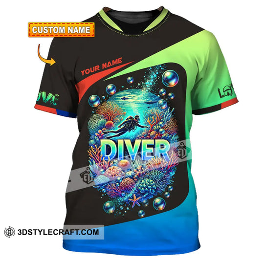 Unisex Shirt, Custom Name Diving Shirt, Diver Gift style option 1