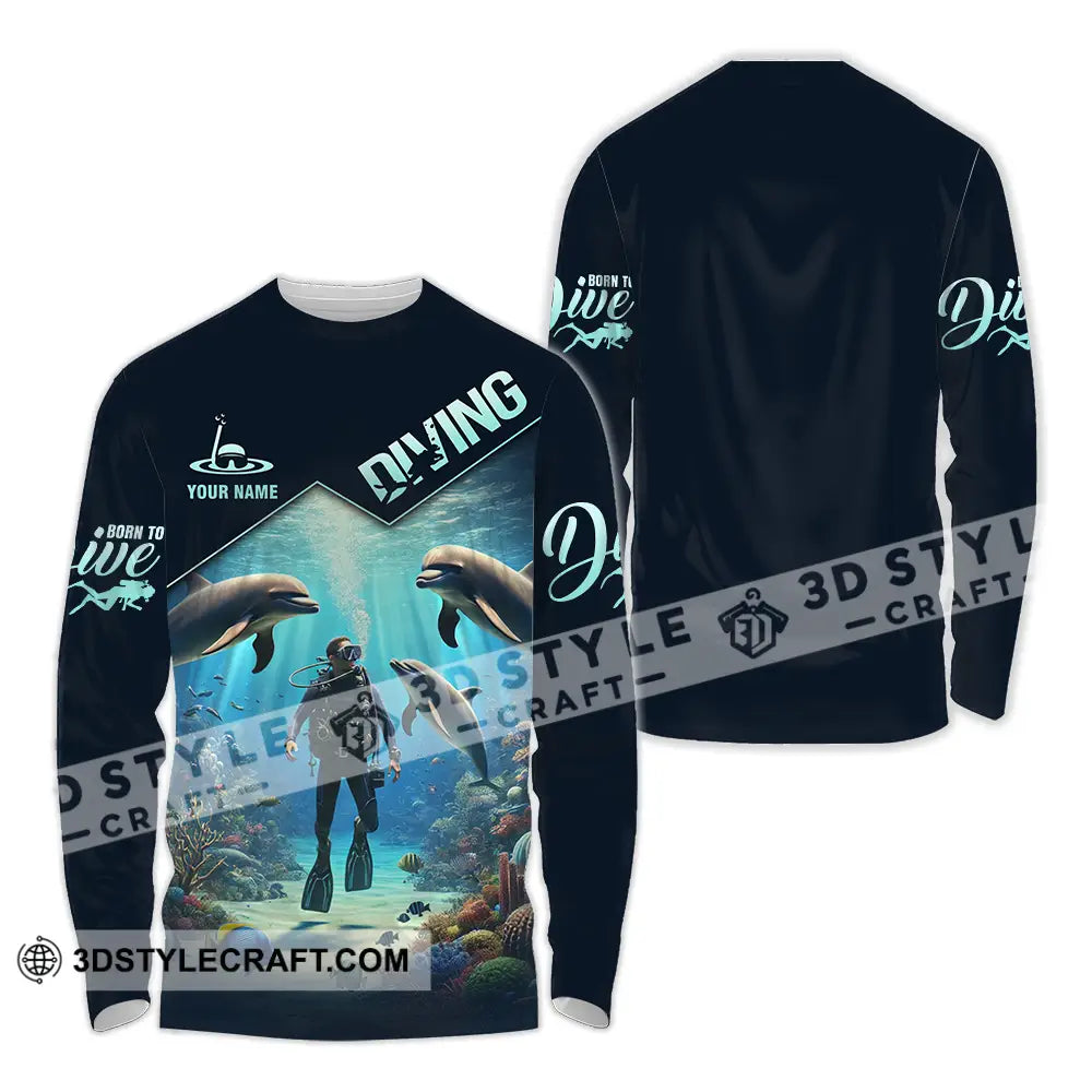 Unisex Shirt - Custom Name Diving Long Sleeve / S T-Shirt