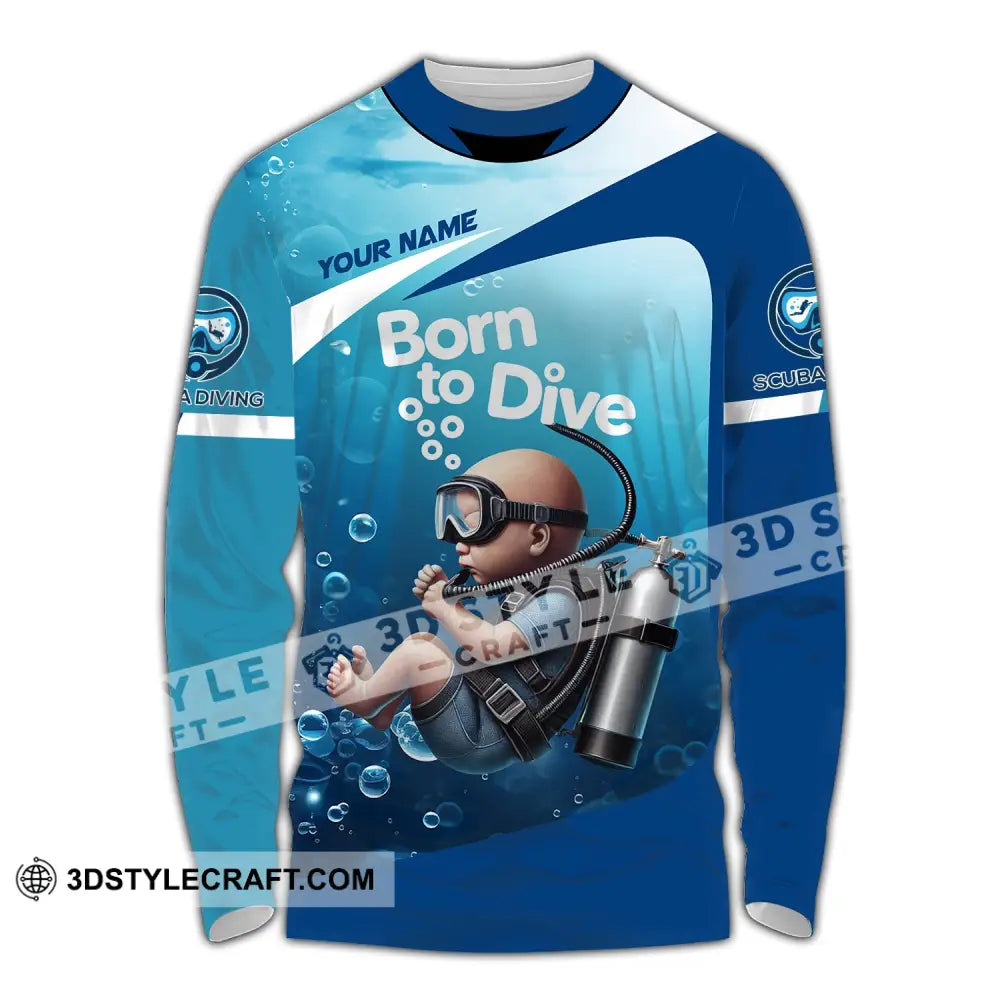 Unisex Shirt Custom Name Diving Love T-Shirt Long Sleeve / S T-Shirt