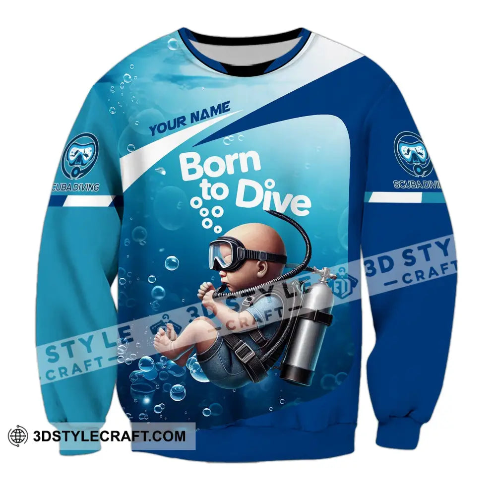 Unisex Shirt Custom Name Diving Love T-Shirt Long Sleeve / S T-Shirt