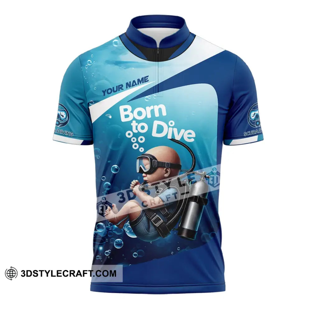 Unisex Shirt Custom Name Diving Love T-Shirt Zipper Polo / S T-Shirt