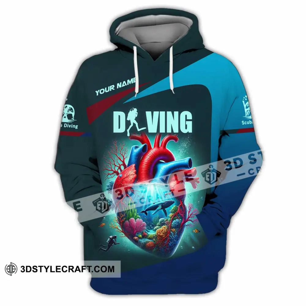 Unisex Shirt Custom Name Diving Polo Long Sleeve Hoodie / S T-Shirt